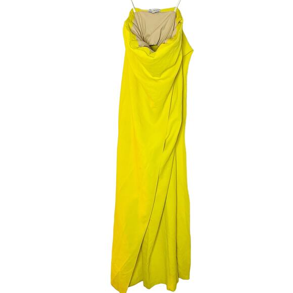 HALSTON Yellow Lil Crepe Strapless Overlay Side Zipper Jumpsuit Dress Size 2 - Picture 6 of 16